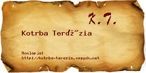 Kotrba Terézia névjegykártya